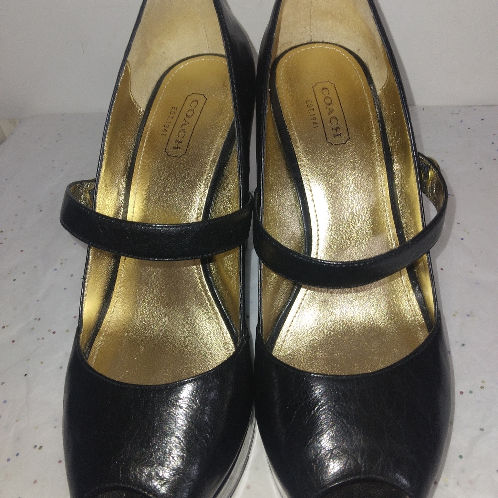 Coach   wedge peep toe Mary Janes sz 6.5
